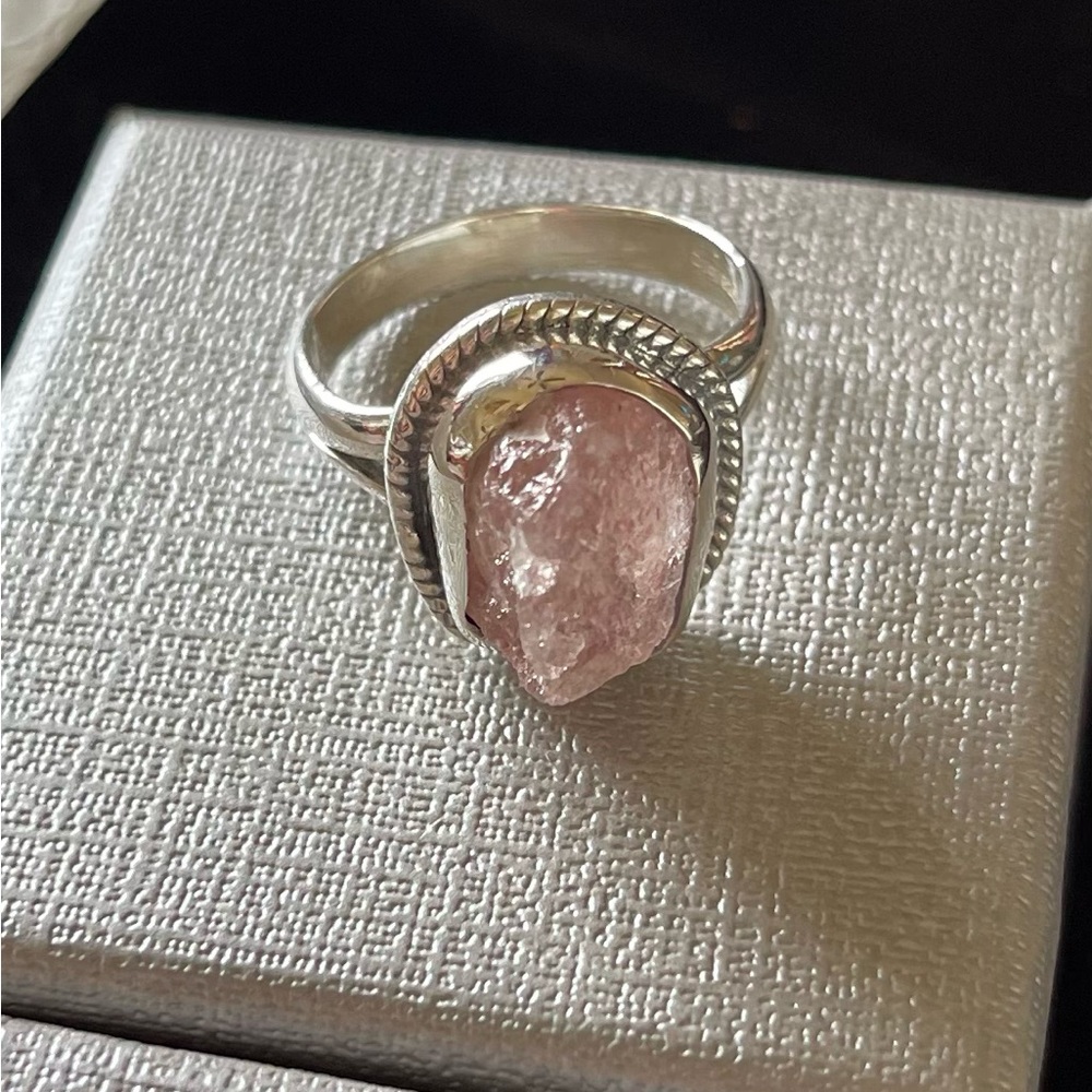 Sterling Silver Uncut Gem Ring size 8